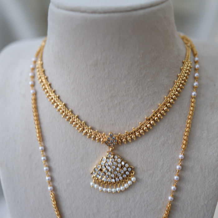 Heritage gold plated gold padakam necklace set with earrings HPS2018