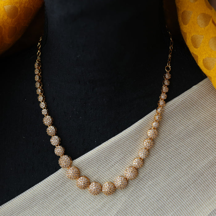 Heritage gold plated ruby white stone short necklace H8914