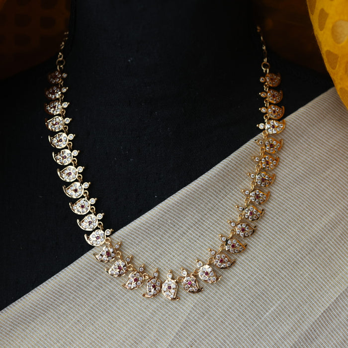 Heritage gold plated ruby white stone mango short necklace H8911
