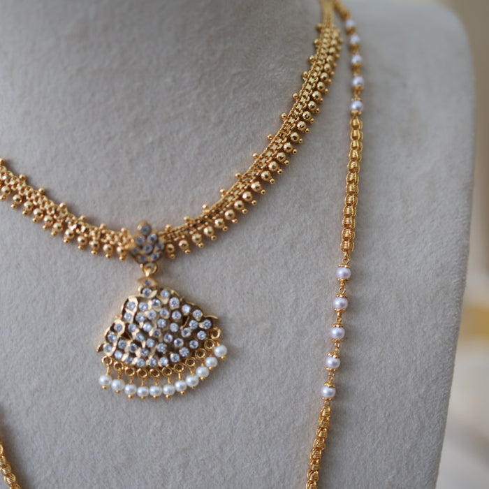 Heritage gold plated gold padakam necklace set with earrings HPS2018