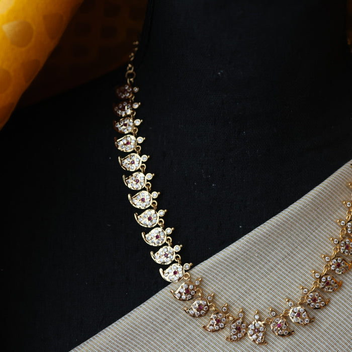 Heritage gold plated ruby white stone mango short necklace H8911