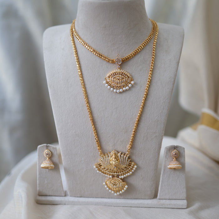 Heritage gold plated gold padakam necklace set with earrings HPS2002