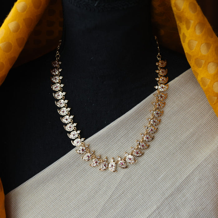 Heritage gold plated ruby white stone mango short necklace H8911