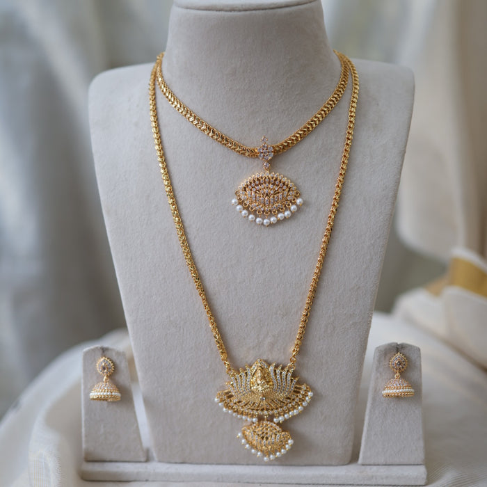 Heritage gold plated gold padakam necklace set with earrings HPS2002
