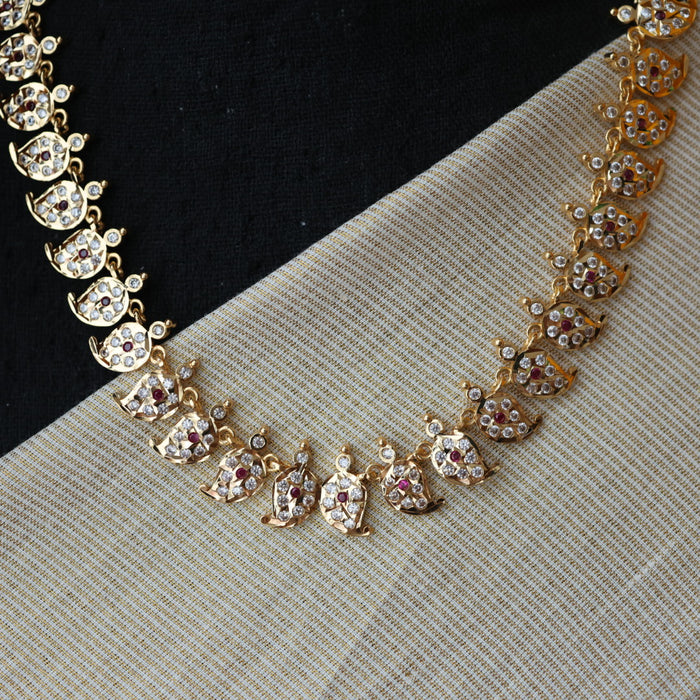 Heritage gold plated ruby white stone mango short necklace H8911