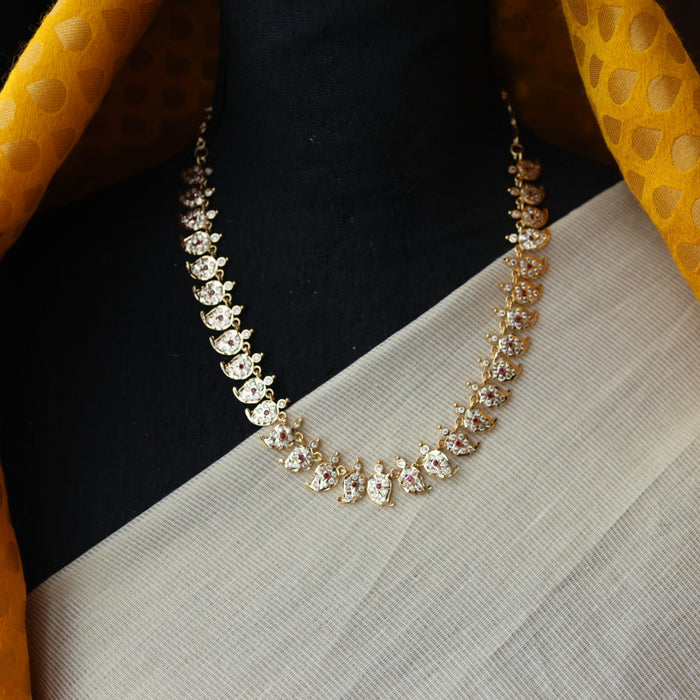 Heritage gold plated ruby white stone mango short necklace H8911