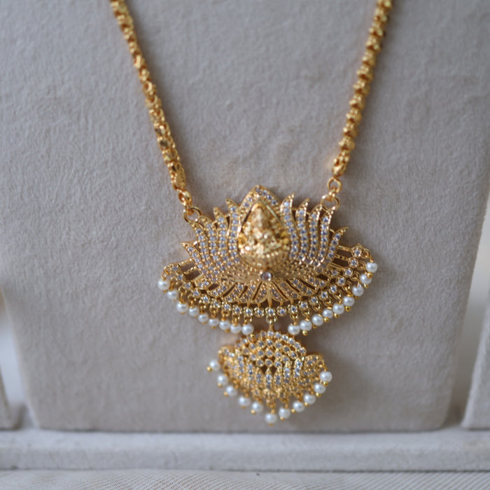 Heritage gold plated gold padakam necklace set with earrings HPS2002