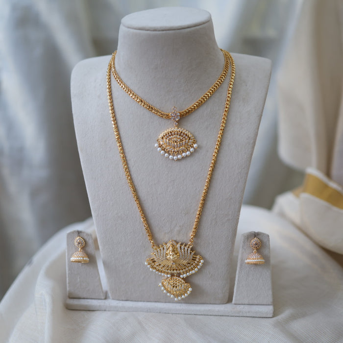 Heritage gold plated gold padakam necklace set with earrings HPS2002