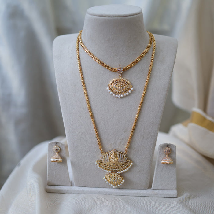 Heritage gold plated gold padakam necklace set with earrings HPS2002