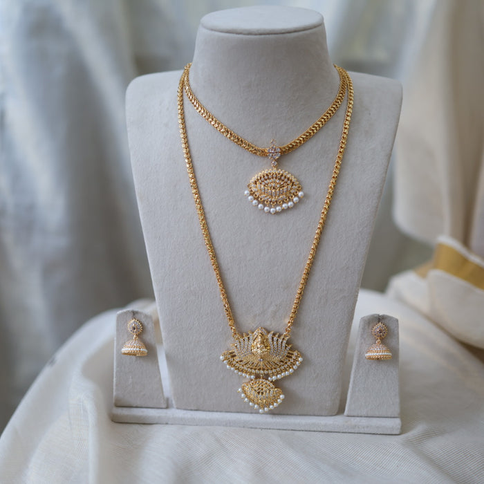 Heritage gold plated gold padakam necklace set with earrings HPS2002
