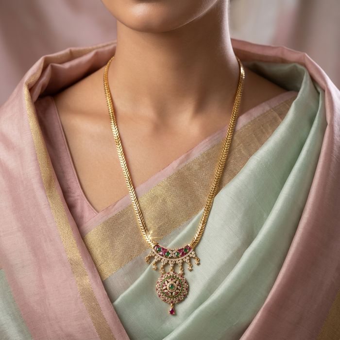 Heritage gold plated long necklace HL257