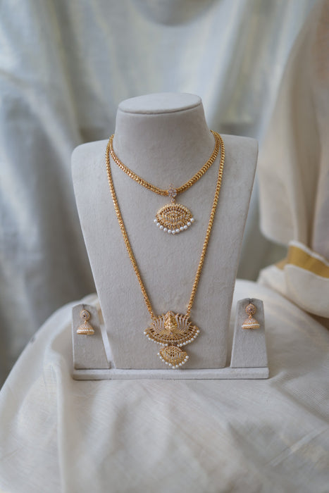 Heritage gold plated gold padakam necklace set with earrings HPS2002