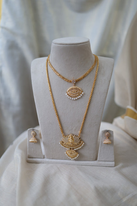 Heritage gold plated gold padakam necklace set with earrings HPS2002