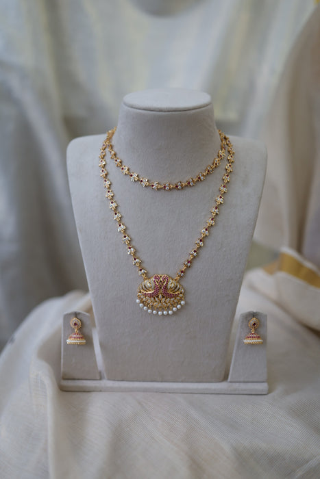 Heritage gold plated gold padakam necklace set with earrings HPS2003