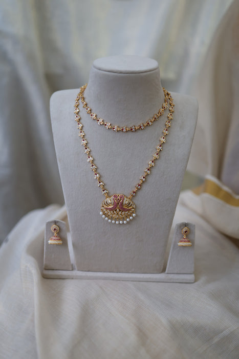 Heritage gold plated gold padakam necklace set with earrings HPS2003