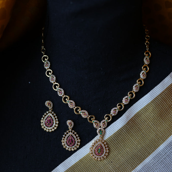 Heritage gold plated short necklace with earrings H253