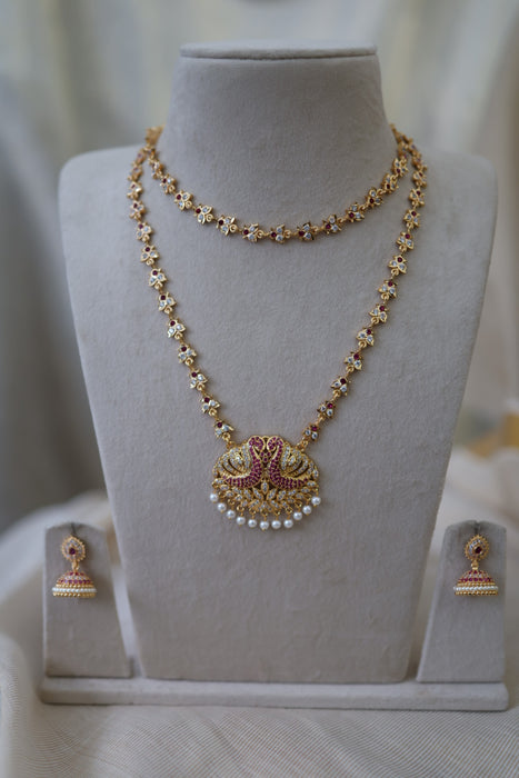 Heritage gold plated gold padakam necklace set with earrings HPS2003