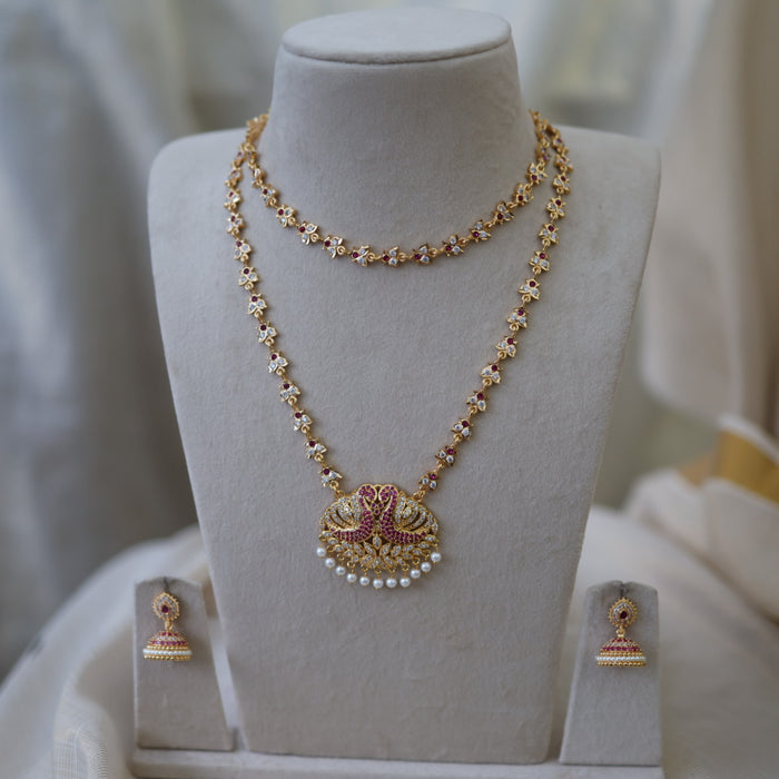 Heritage gold plated gold padakam necklace set with earrings HPS2003