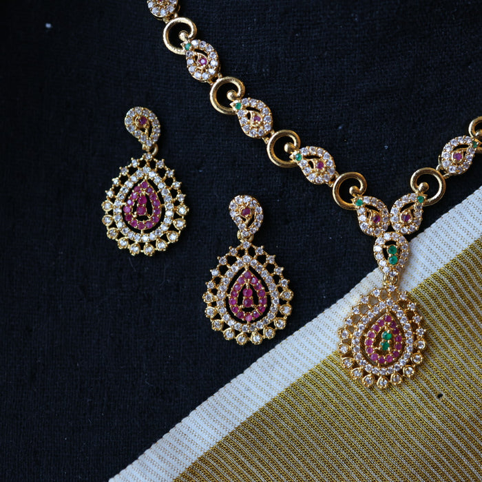 Heritage gold plated short necklace with earrings H253