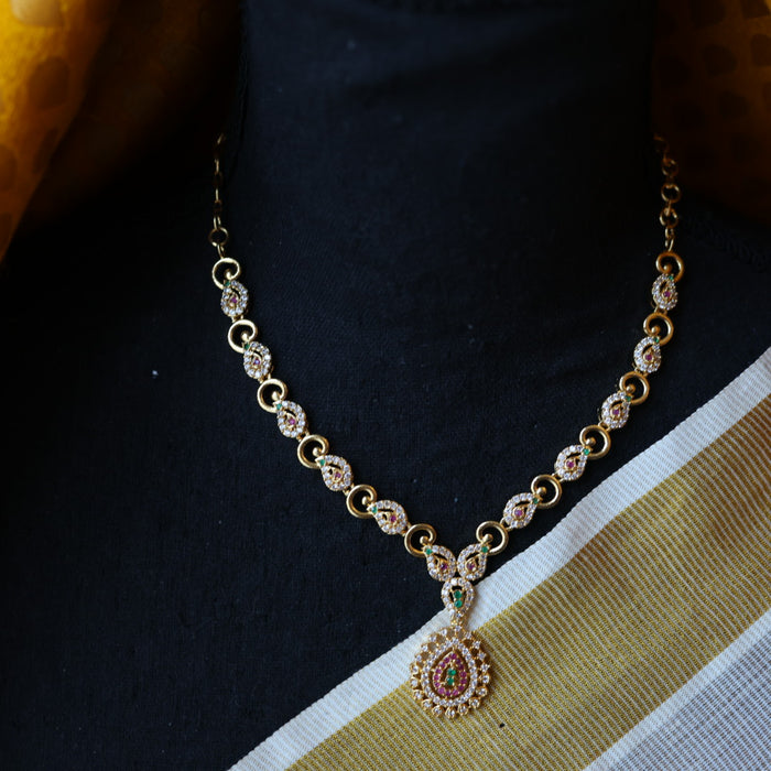 Heritage gold plated short necklace with earrings H253