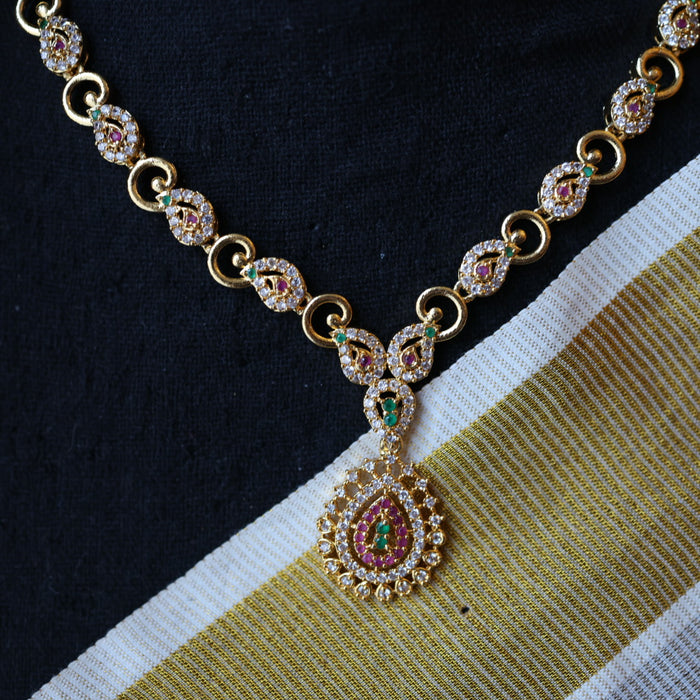 Heritage gold plated short necklace with earrings H253