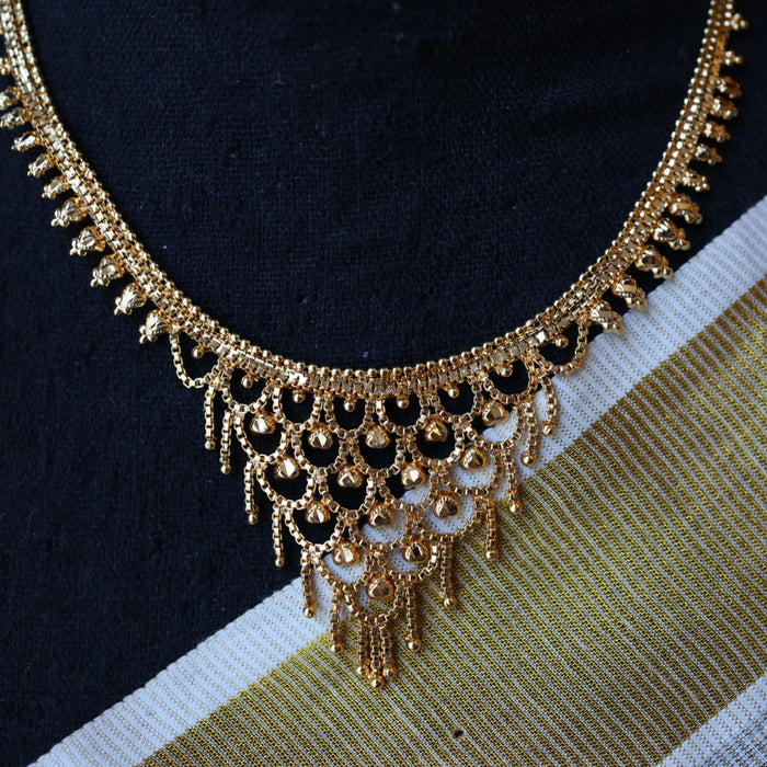 Heritage gold plated short necklace with earrings H2511