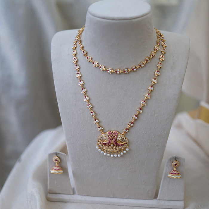 Heritage gold plated gold padakam necklace set with earrings HPS2003