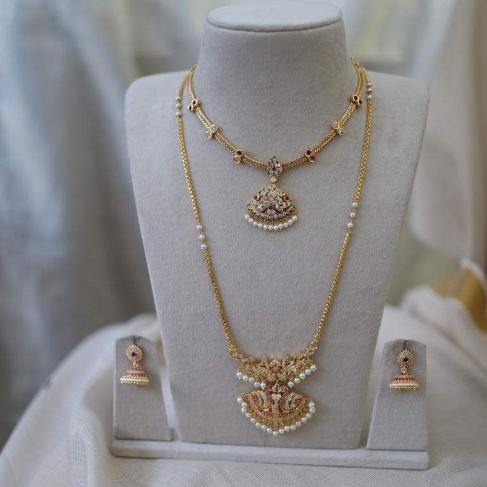 Heritage gold plated gold padakam necklace set with earrings HPS2004