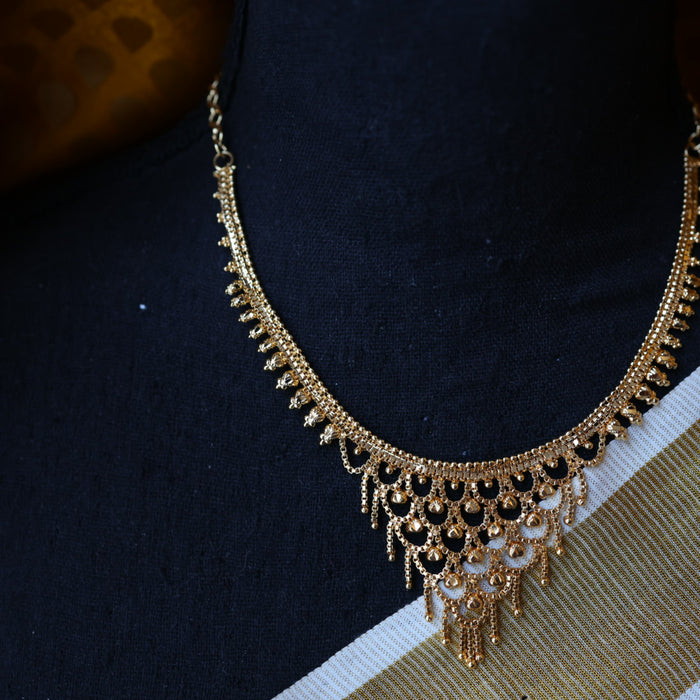 Heritage gold plated short necklace with earrings H2511