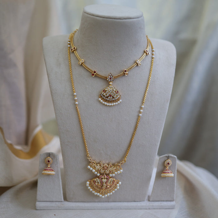 Heritage gold plated gold padakam necklace set with earrings HPS2004