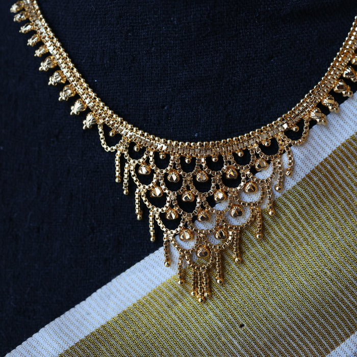 Heritage gold plated short necklace with earrings H2511