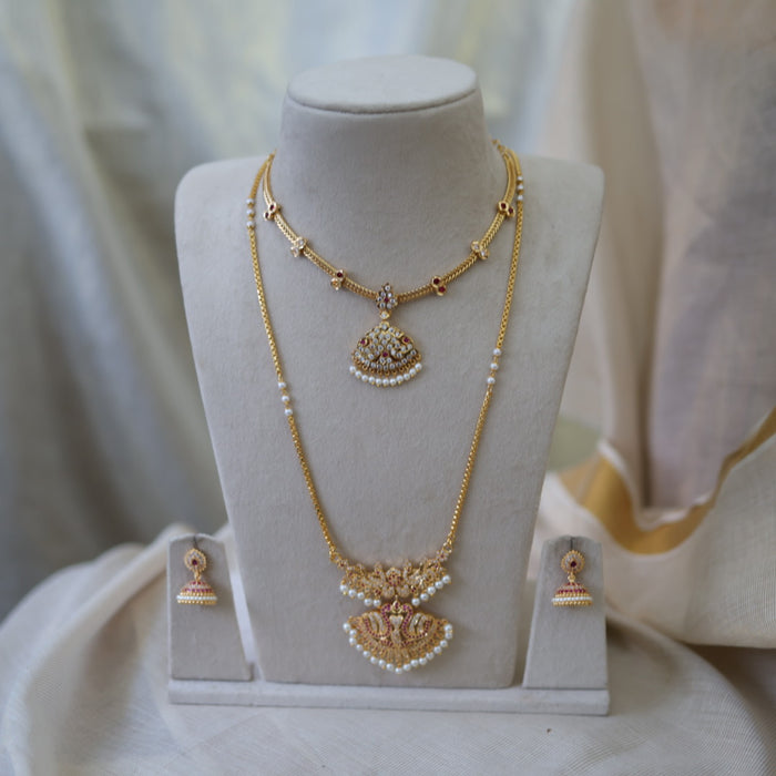 Heritage gold plated gold padakam necklace set with earrings HPS2004