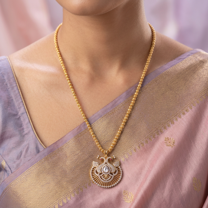 Heritage gold plated padakam long chain HC253