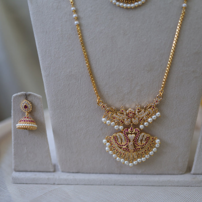 Heritage gold plated gold padakam necklace set with earrings HPS2004