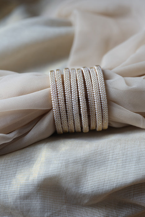 Heritage gold plated white stone bangle HB62566