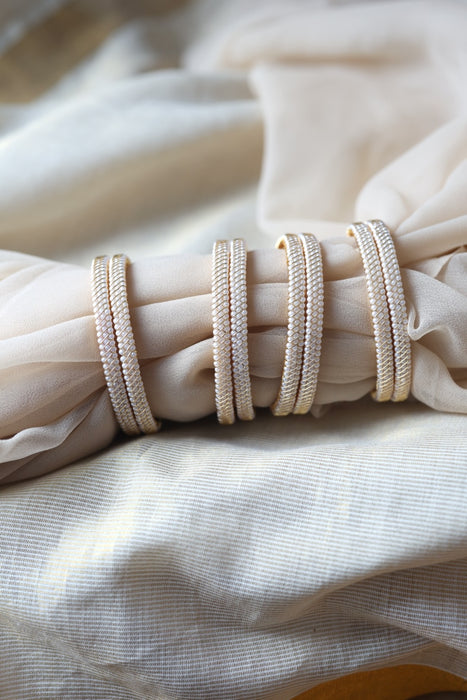 Heritage gold plated white stone bangle HB62566