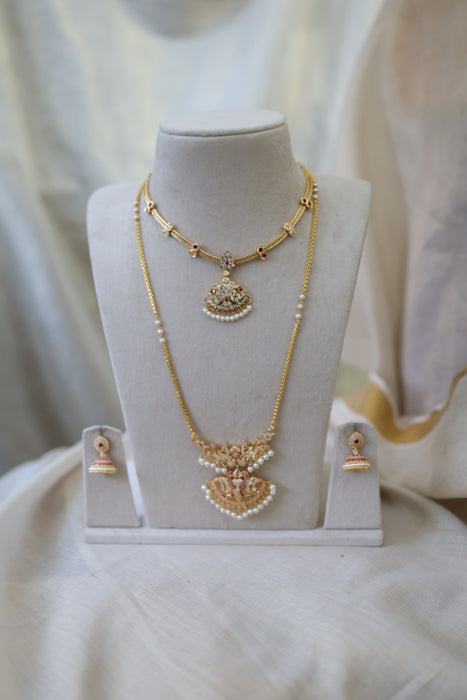 Heritage gold plated gold padakam necklace set with earrings HPS2004