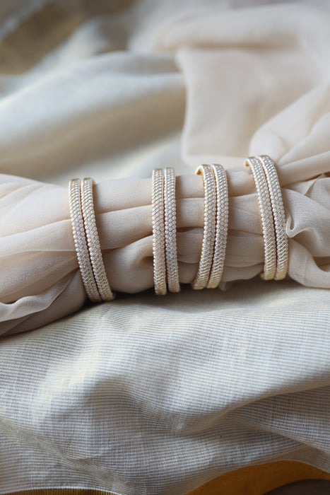 Heritage gold plated white stone bangle HB62566