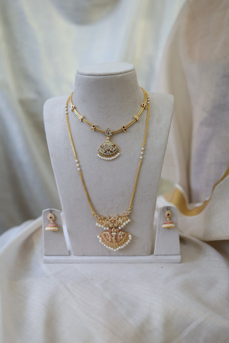 Heritage gold plated gold padakam necklace set with earrings HPS2004