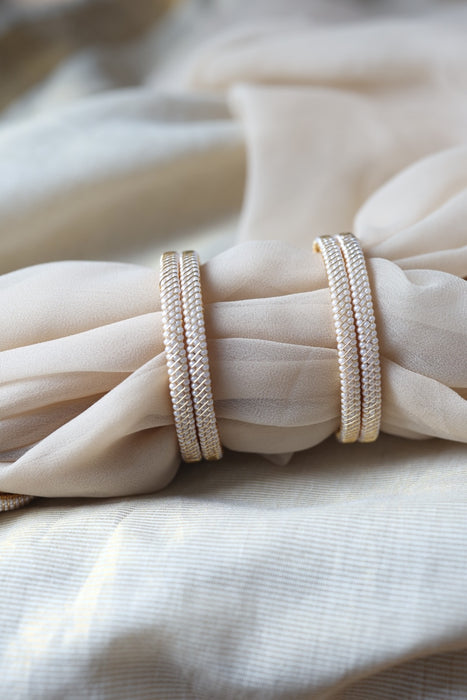 Heritage gold plated white stone bangle HB62566