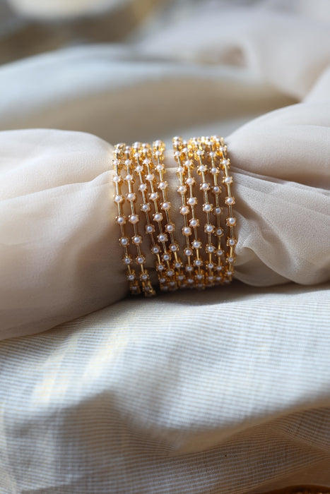 Heritage gold plated pearl bangle HB6889