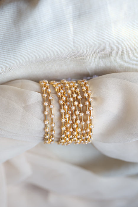Heritage gold plated pearl bangle HB6889