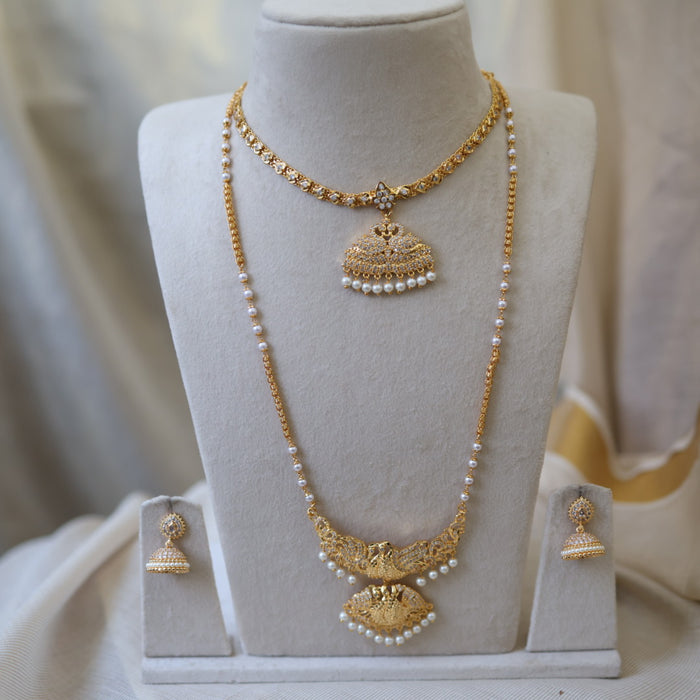 Heritage gold plated gold padakam necklace set with earrings HPS2006