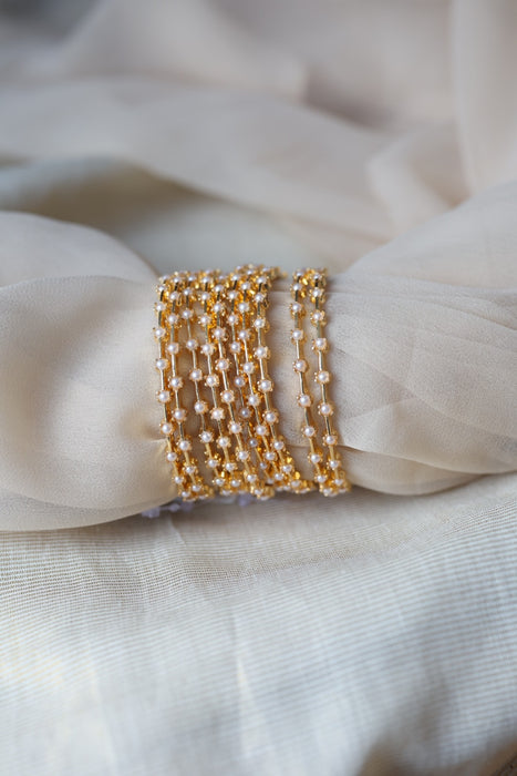 Heritage gold plated pearl bangle HB6889