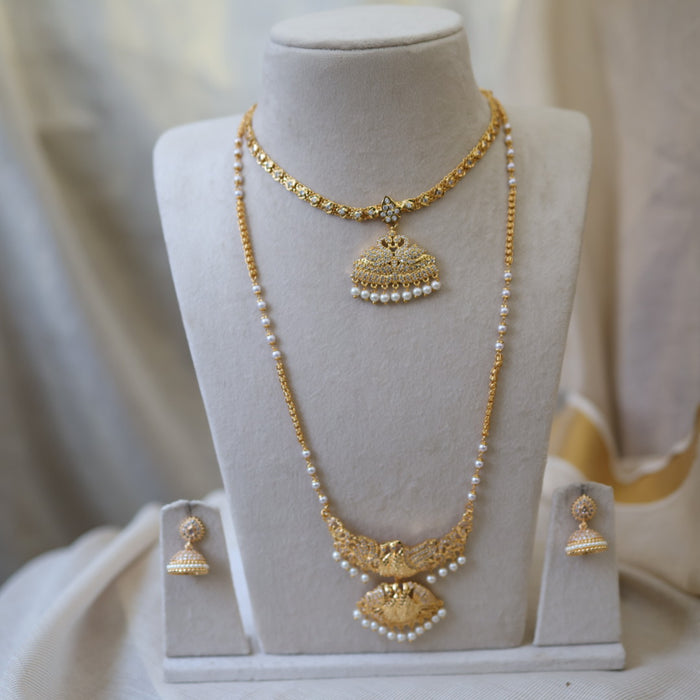 Heritage gold plated gold padakam necklace set with earrings HPS2006