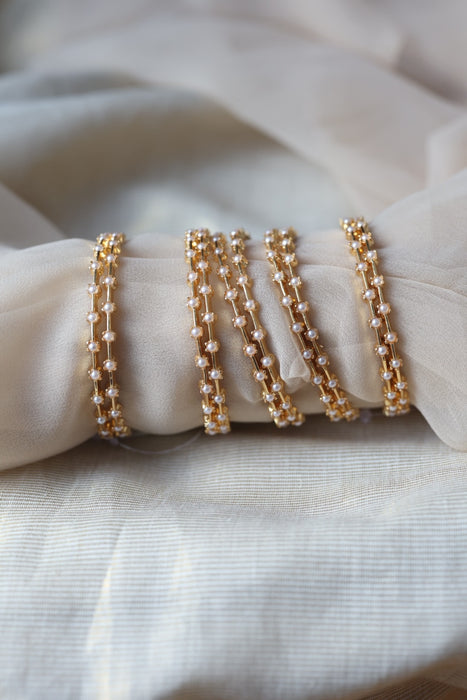 Heritage gold plated pearl bangle HB6889