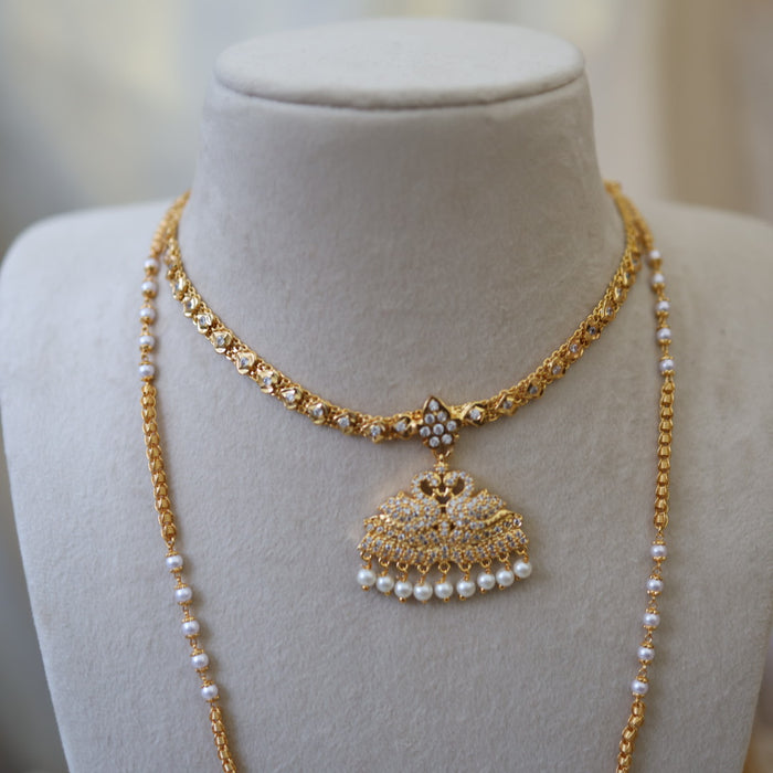 Heritage gold plated gold padakam necklace set with earrings HPS2006