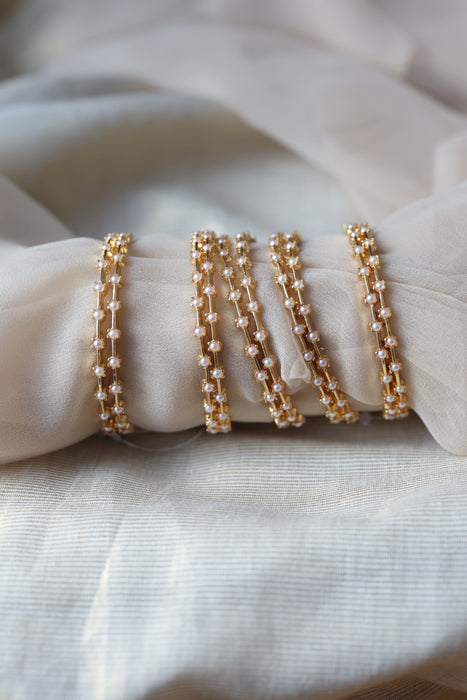 Heritage gold plated pearl bangle HB6889