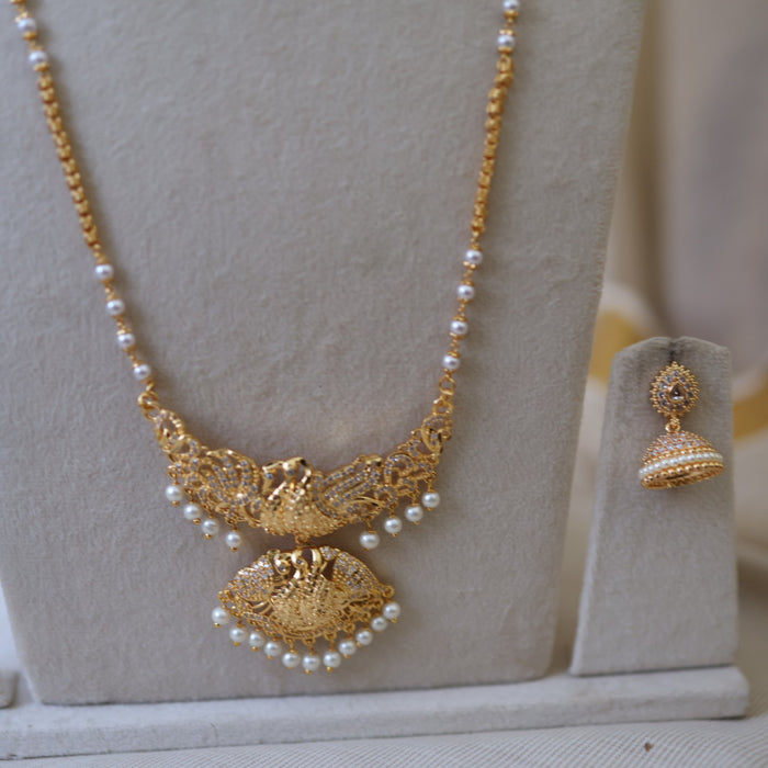 Heritage gold plated gold padakam necklace set with earrings HPS2006