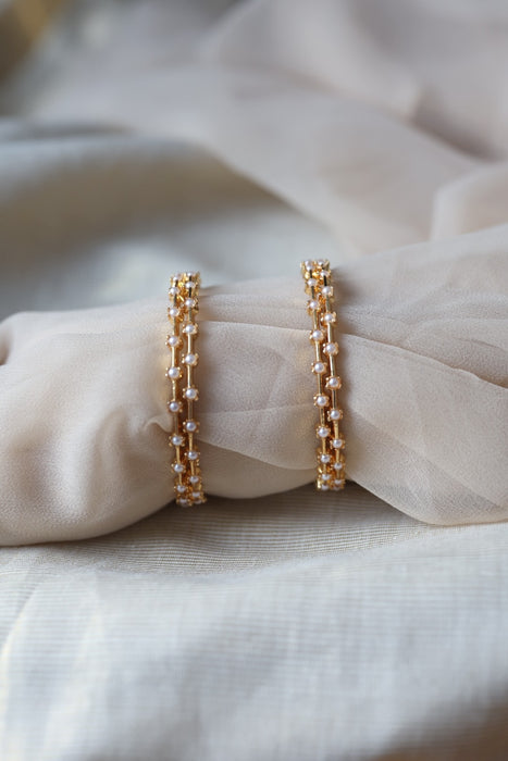 Heritage gold plated pearl bangle HB6889